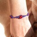 TRIO agat w makramie bransoletka fioletowa z kamieniami naturalnymi makrama