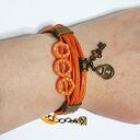 Bransoletka Kluczyk, kłódka rzemienie, pomarańczowa