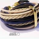 Landryna II Navy - bransoletka z ptakami i złotym zapięciem