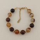 Złota bransoletka z kamieni naturalnych agat brązowy wyjątkowa dla kobiety