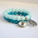 Bracelet by SIS: srebrna róża w miętowym jadeicie