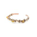 Bransoleta mankietowa z bursztynem - miedziany cuff wire wrapping
