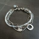 Labradoryt. Warstwowa srebrna bransoletka