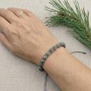 Bransoletka z naturalnym serpentynitem - szaro-zielona makrama