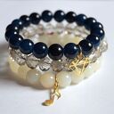 Bransoleta real gold note&cream stones