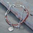 Delikatna bransoletka z granatów mozambijskich i srebra 925