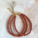 Bransoletka TRIO jaspis czerwony, lniany chwost