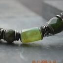 Srebrna bransoletka handmade z chryzoprazem, nefrytem i epidotem - srebro 925 oksydowane