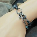 Bransoletka Onyx unisex 01 ze srebra oksydowanego 925 i czarnego onyksu