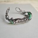 Bransoletka boho Elf ze szklanymi listkami - miedź wire wrapping