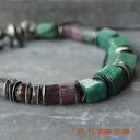 Srebrna bransoletka z amazonitem i fuchsytem - srebro 925 oksydowane