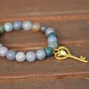 Bracelet by SIS: kamienie półszlachetne agat ze złotym kluczem