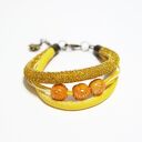 Bransoletka - Żółto złota róża - rzemienie