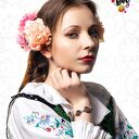 Bransoletka róże z haftowanym motywem - folk handmade (regulowana)