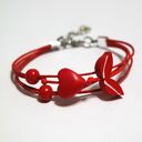 Bransoletka - Serce czerwone - sznureczki