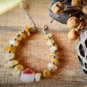 bransoletka hand made agat miodowy, karneol, srebro