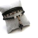 Bransoletka Black Cross z onyksami - ręcznie robiona