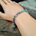 Larimar - bransoletka ze srebra oksydowanego 925 i zawieszką charms