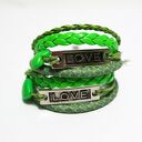 Bransoletki - Zielone Love - rzemienie, 2 sztuki