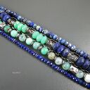 Bogata bransoletka z chryzoprazem i lapis lazuli w srebrze 925