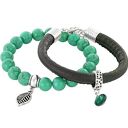 bransoletki hand made green howlite & leather with emerald crystal