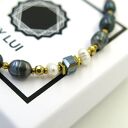 Bransoletka z naturalnych pereł Midnight Charm z zawieszką Iskierka