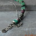 Srebrna bransoletka z amazonitem i fuchsytem - srebro 925 oksydowane