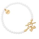 Złota bransoletka z białych pereł SWAROVSKI® CRYSTAL z kokardką