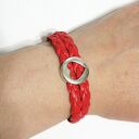 Bransoletka - Serce rzemienie, pleciona