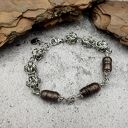 Bransoletka chainmaille z perłą rzeczną - ręcznie robiona stal szlachetna