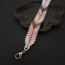 Elegancka Fioletowo Srebrna Bransoletka "Violet Silver Chevron" z Koralików Miyuki Delica
