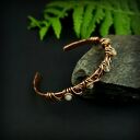Miedziana bransoleta mankietowa z cytrynem - cuff wire wrapping