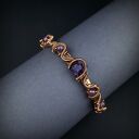 Miedziana bransoletka mankietowa z ametystem - cuff handmade