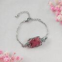Bransoletka Rodonit regulowana ze stali chirurgicznej - wire wrapping