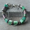 Srebrna bransoletka z amazonitem i fuchsytem - srebro 925 oksydowane