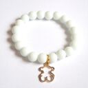 Bransoleta white jade&gold bear