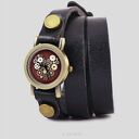 Bransoletka, zegarek - Steampunk Heart - czarny, skórzany