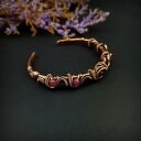 Miedziana bransoleta cuff z różowym turmalinem