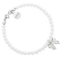 Srebrna bransoletka z białych pereł SWAROVSKI® CRYSTAL z kokardką