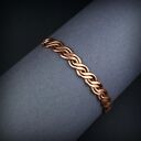 Miedziana wyplatana bransoletka mankietowa cuff - handmade wire wrapping