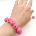 Jasnoróżowa bransoletka i kolczyki z malinami handmade