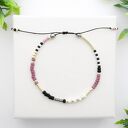 Bransoletka koralikowa Minimal Hematite - Violet and Silver