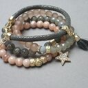 Bransoletki z labradorytem Grey & Nude - ręcznie robiony zestaw