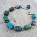 Chryzokola - bransoletka handmade z chryzokoli i srebra 925