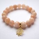 Bransoleta real gold lotus&beige jade