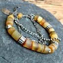 Handmade bransoletka srebrna z bursztynem