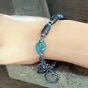 Bursztyn, szkło afgańskie - bransoletka 017