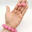 Jasnoróżowa bransoletka i kolczyki z malinami handmade