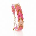 Różowo - Złota Bransoletka z Koralików "Pink Chevron"