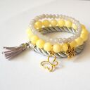 Set grey twine, beads&yellow jade